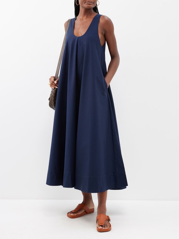 CO Scoop-neck silk and cotton-blend midi dress