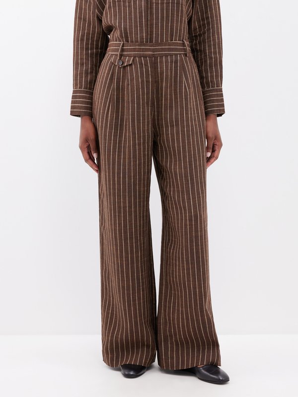 CO Striped linen-blend wide-leg trousers