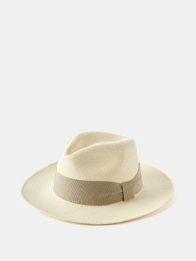 Frescobol Carioca Rafael grosgrain-trim linen Panama hat
