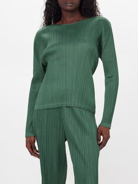 Pleats Please Issey Miyake Technical-pleated boat-neck top