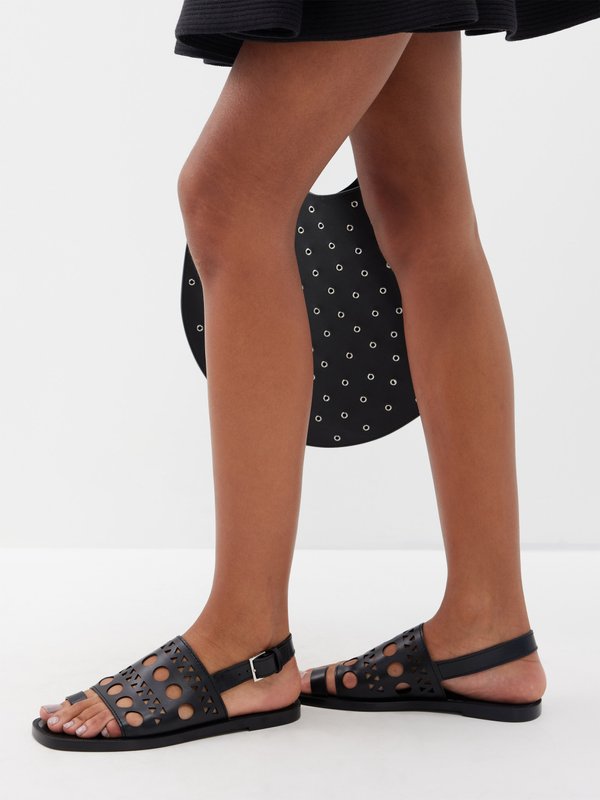 ALAÏA Vienne perforated-leather flat sandals