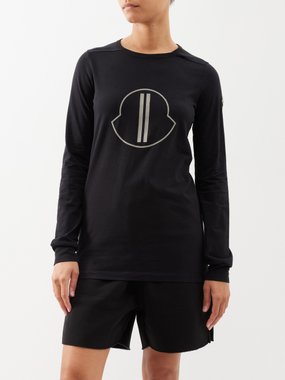 Moncler + Rick Owens Logo-print cotton long-sleeved T-shirt