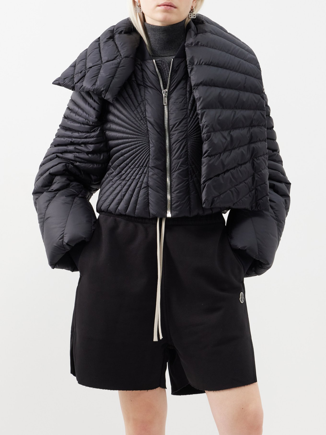 Radiance scarf-collar quilted down jacket | Moncler + Rick Owens