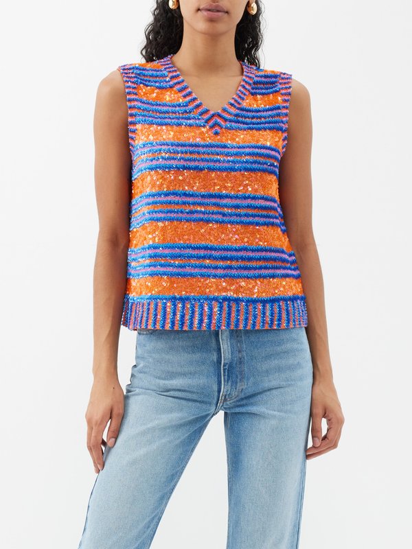 Ashish Striped sequinned tank top