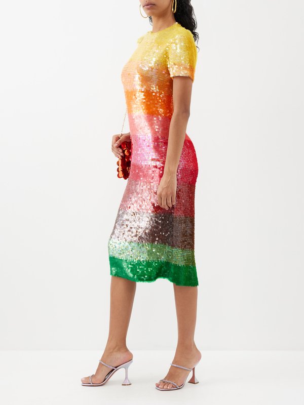 Ashish Striped sequinned-georgette dress