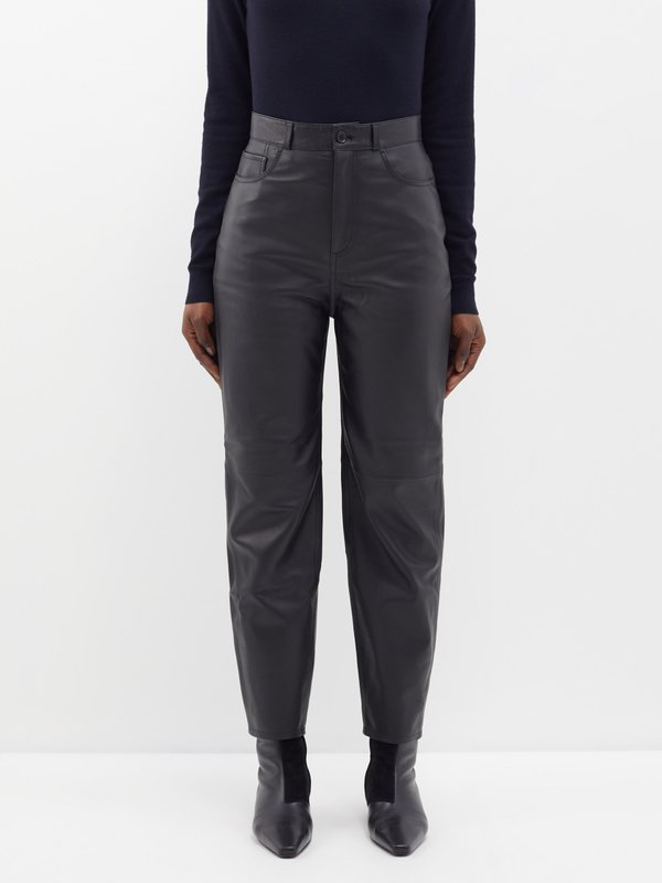 Toteme Tapered-leg leather trousers