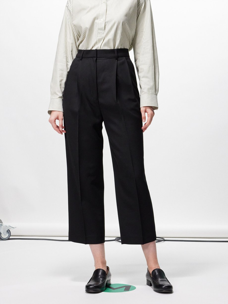 Toteme Pleated woven blend tailored trousers