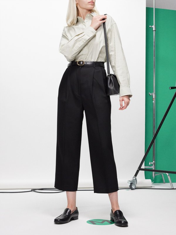 Toteme Pleated woven blend tailored trousers