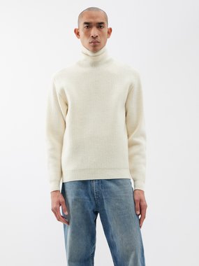 Auralee Roll-neck ribbed-knit merino wool sweater