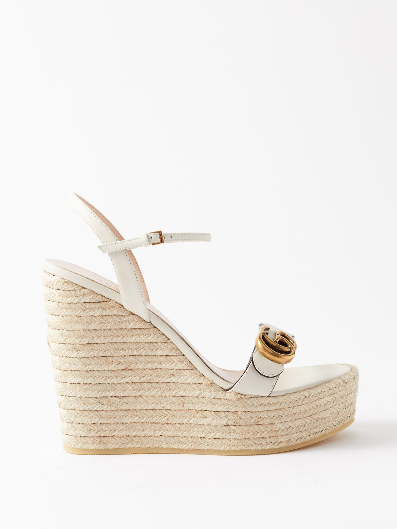 Gucci Double G Wedge Sandals 130 In White