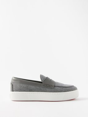 Christian Louboutin Paqueboat leather and linen loafers