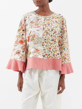 Rianna + Nina Patchwork vintage-silk blouse