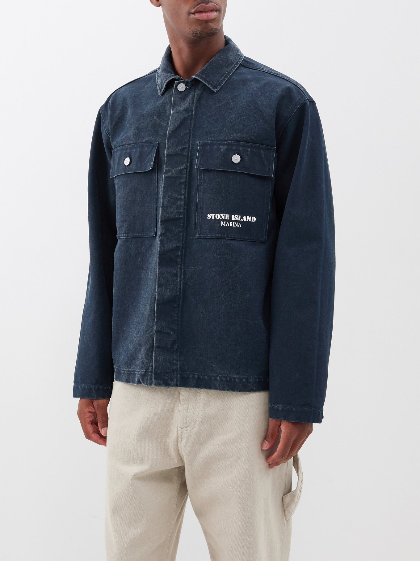 超高品質 STONE ISLAND MARINA 17SS L/S Overshirt-M