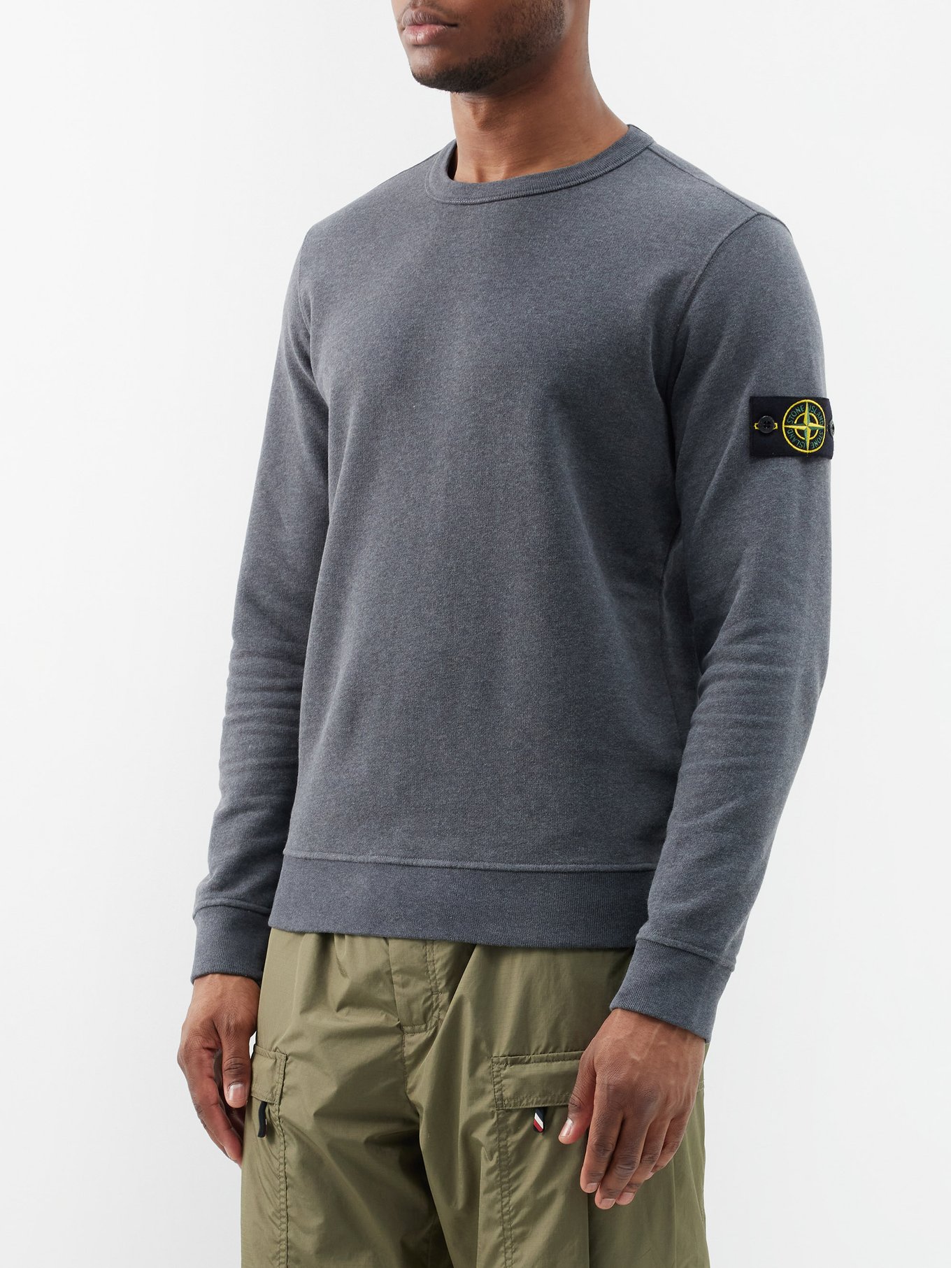 Logo-patch cotton-jersey sweatshirt | Stone Island