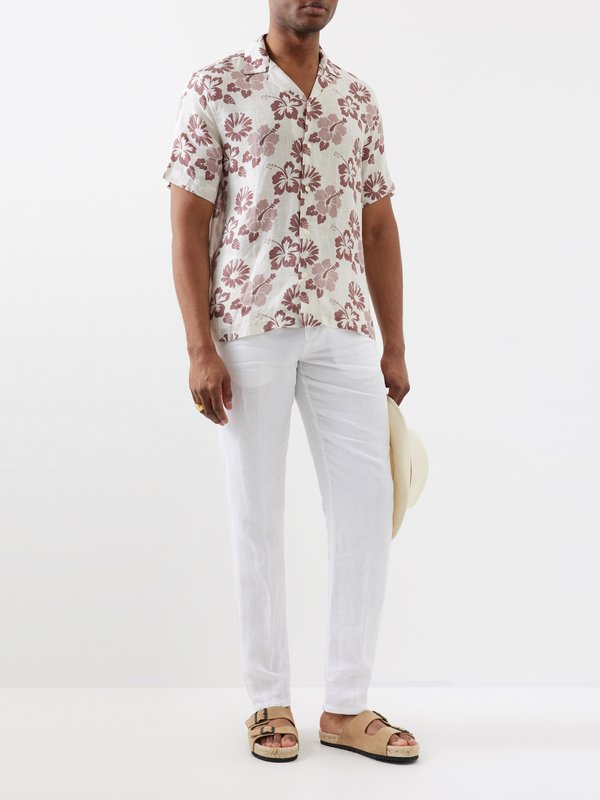 Frescobol Carioca Roberto petal-print linen shirt