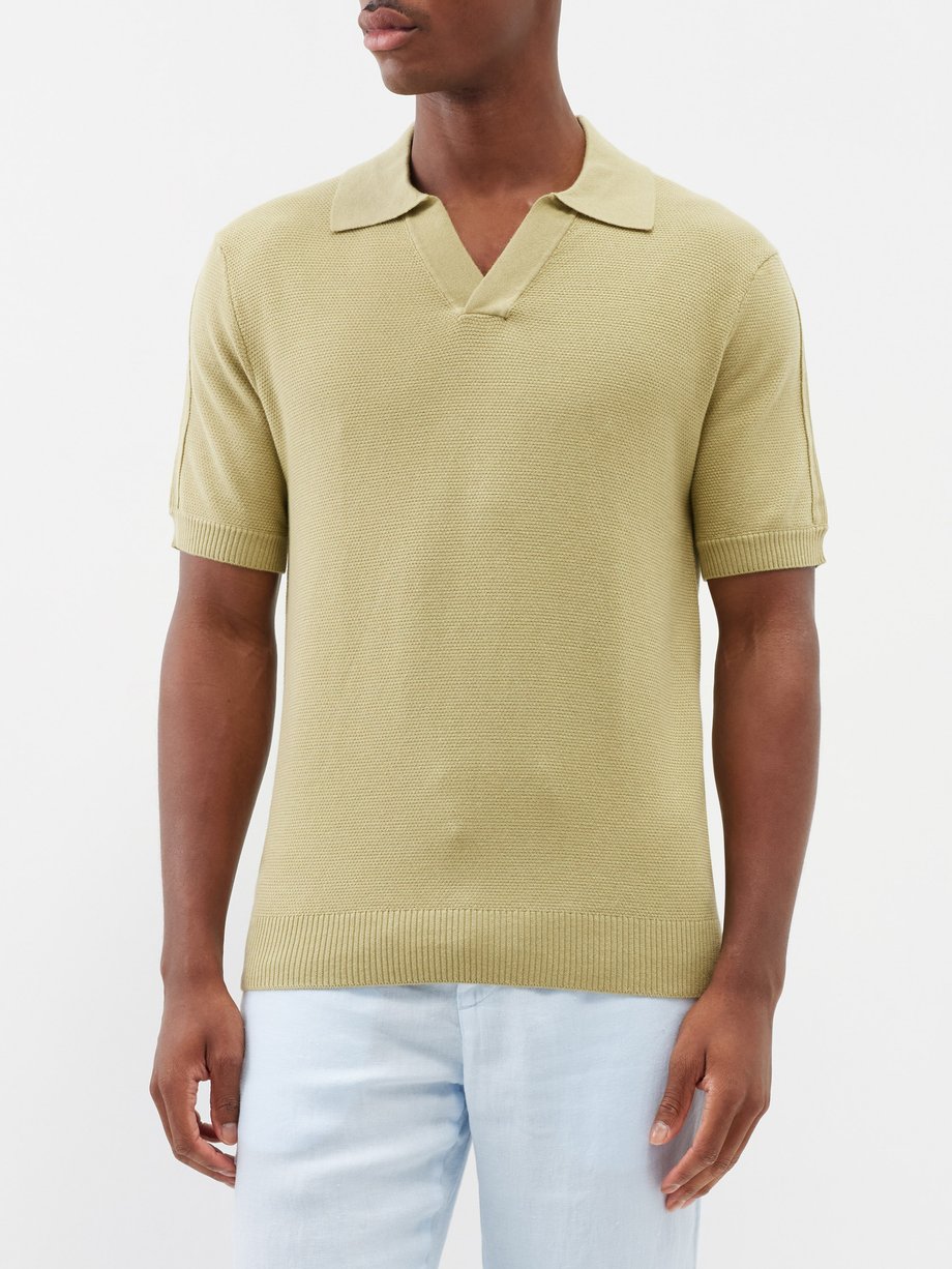 Frescobol Carioca Rino open-collar cotton-blend piqué polo shirt
