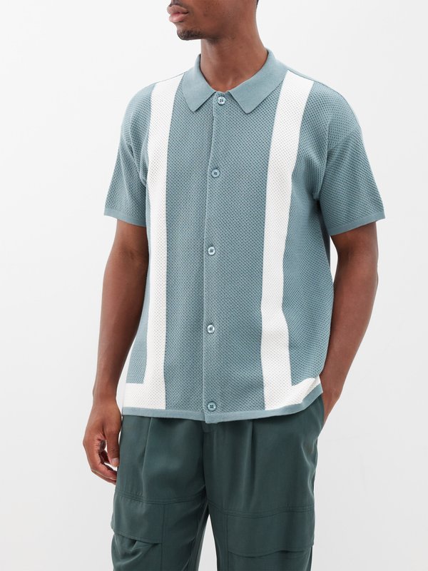 Frescobol Carioca Barretos pointelle-knit short-sleeve shirt