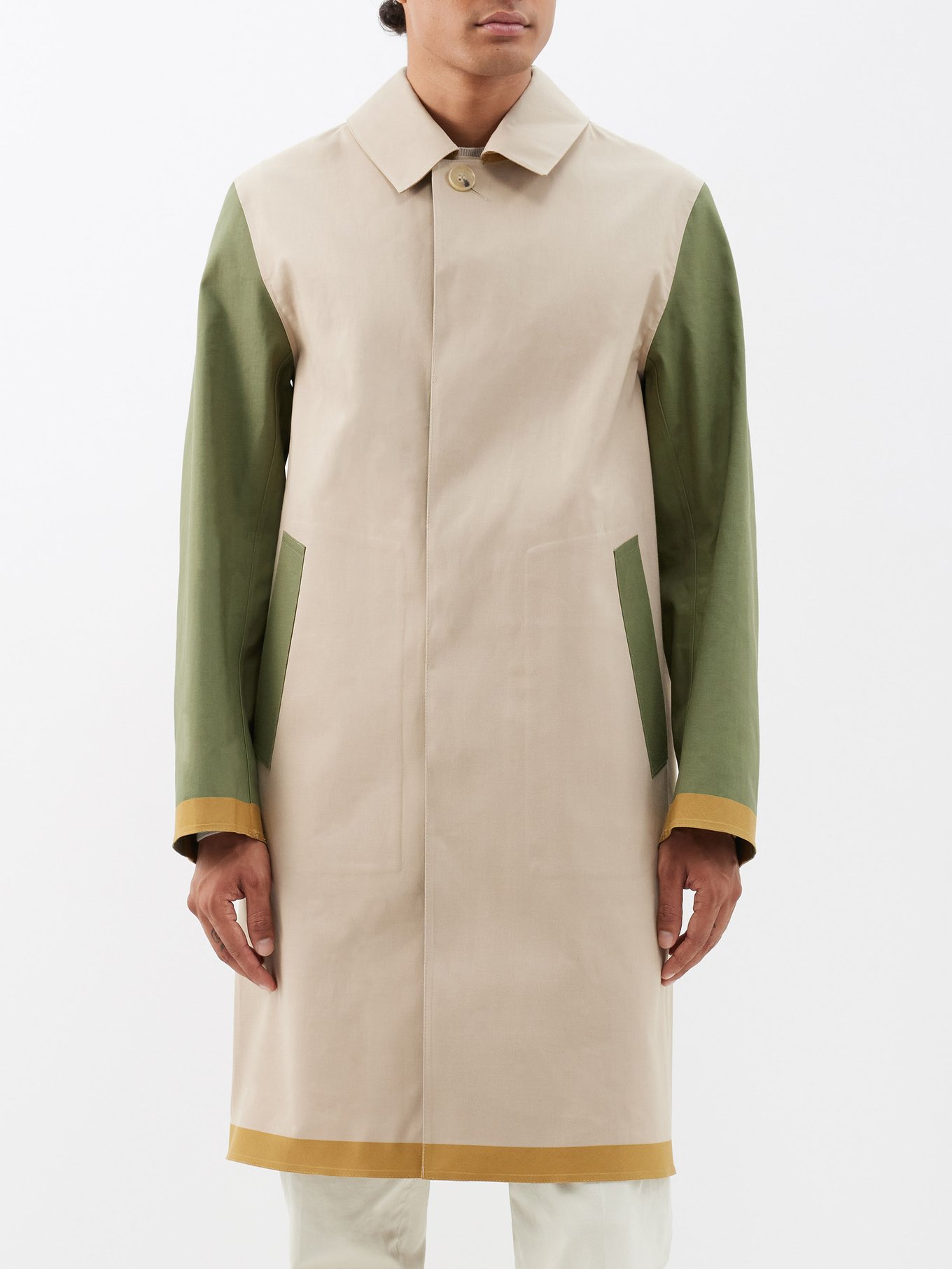 Oxford colour-block bonded-cotton overcoat | Mackintosh