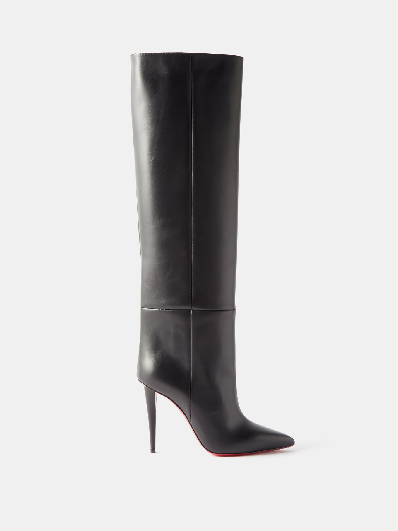 Tounoir Flat Red Sole Knee Boot Black