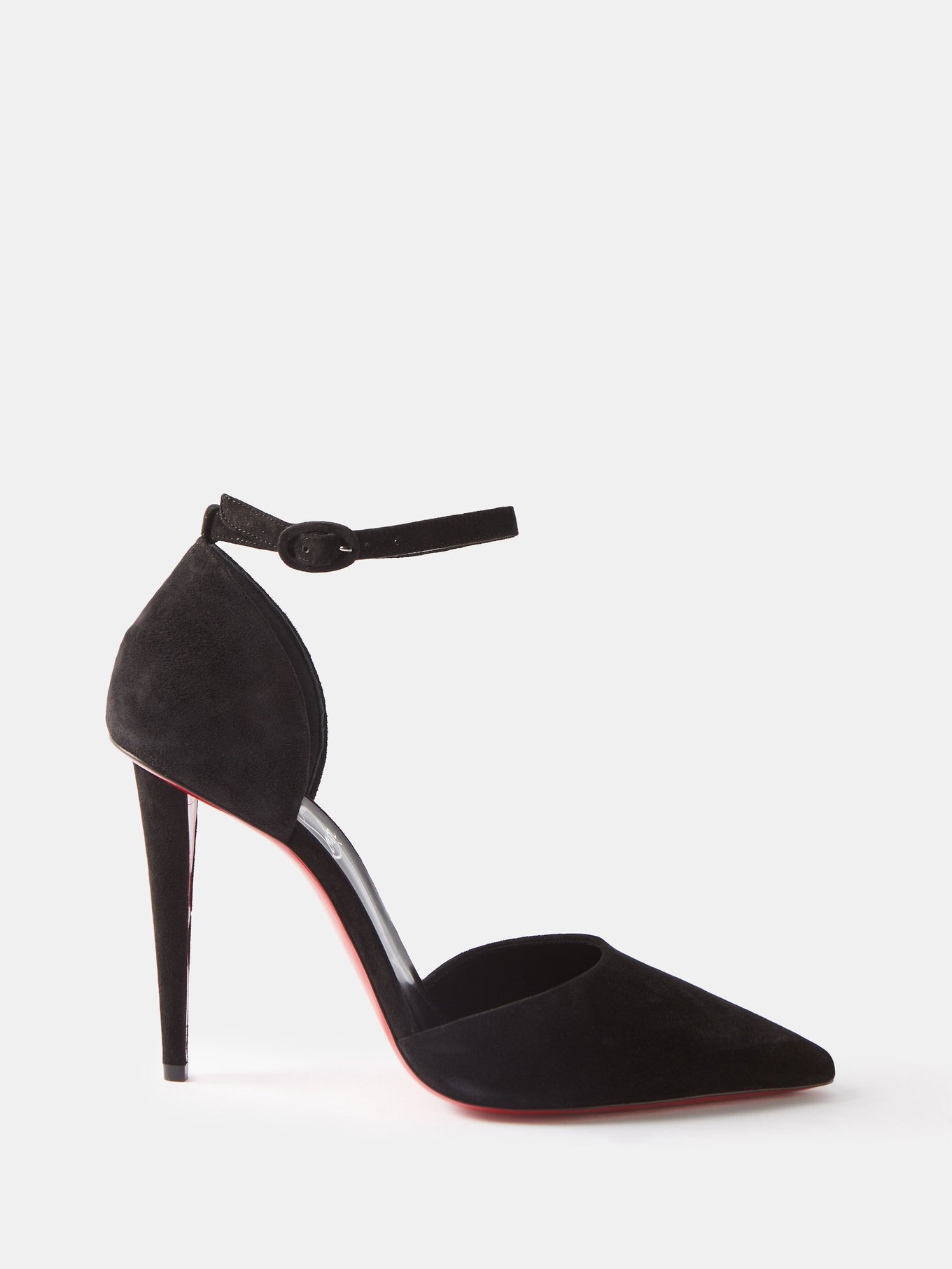 Christian Louboutin US 7.5 Pointed Toe Black red sole high heels