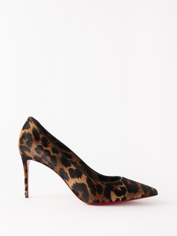 Christian Louboutin Kate 85 leopard-print calfhair leather pumps