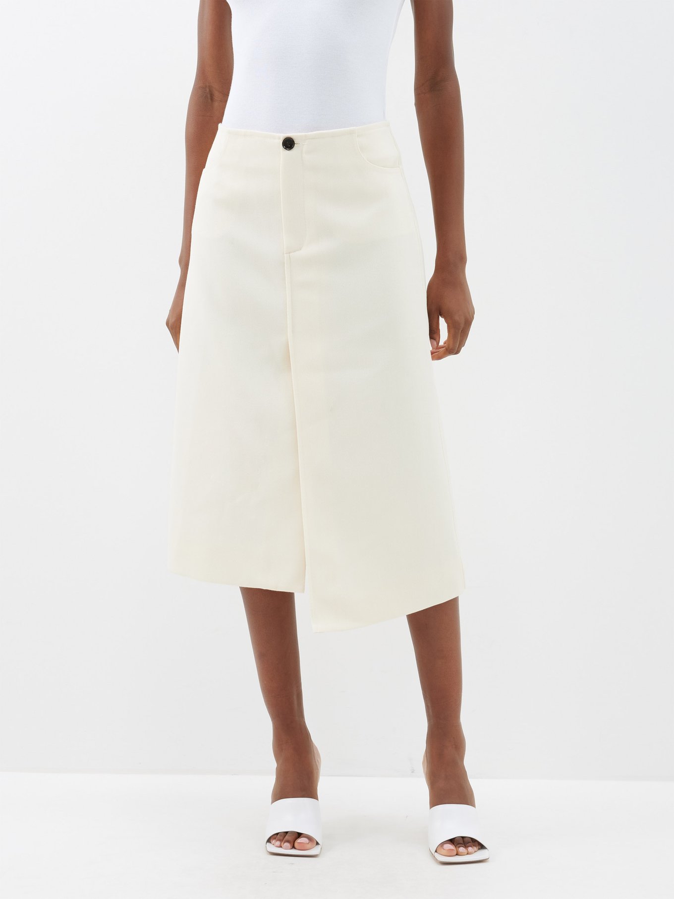 Asymmetric wool twill midi skirt Proenza Schouler