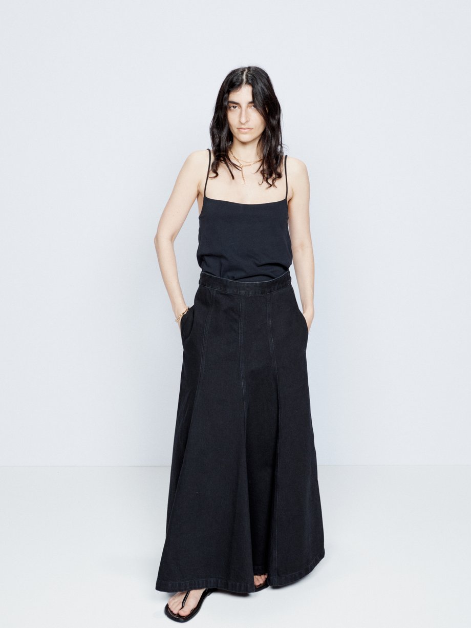 Raey Panelled organic-denim full skirt