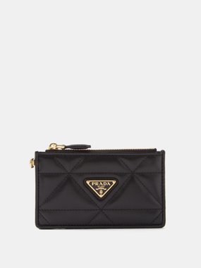Prada Triangle logo-plaque quilted-leather cardholder