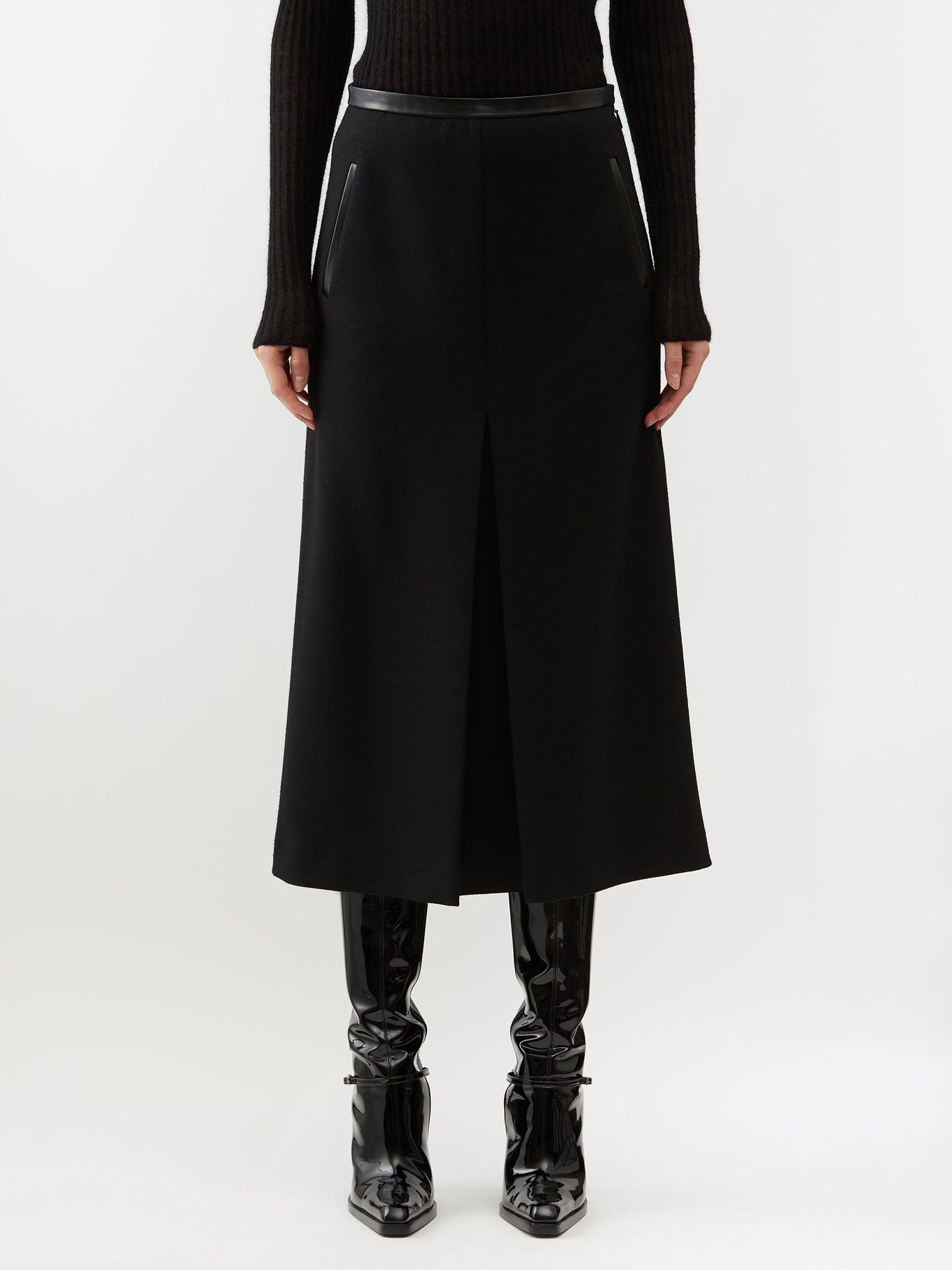 Wool mid-length skirt Louis Vuitton Black size 40 FR in Wool - 30507411