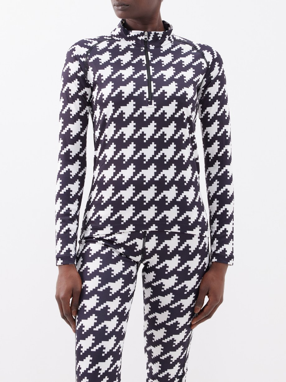Perfect Moment Houndstooth half-zip base layer top