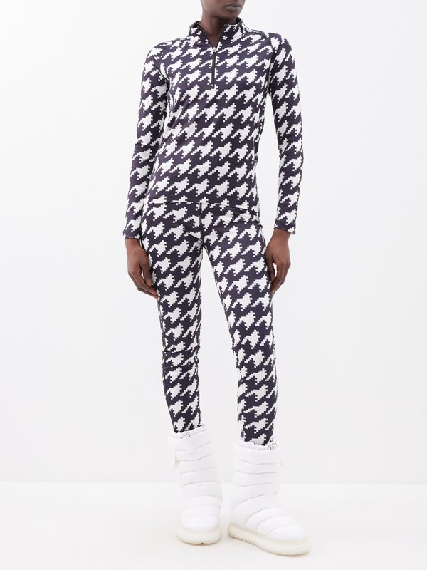 Perfect Moment Houndstooth half-zip base layer top