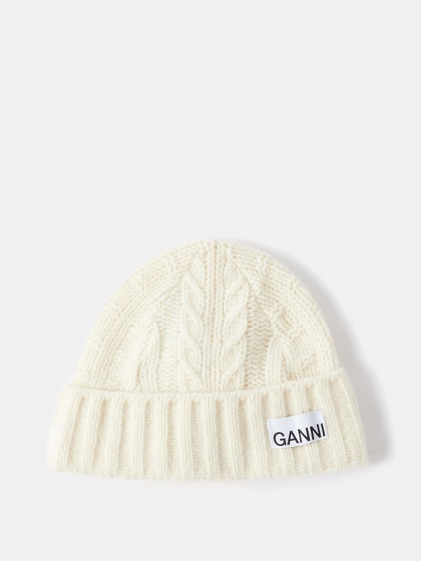 GANNI (Ganni) Cable-knit wool-blend beanie