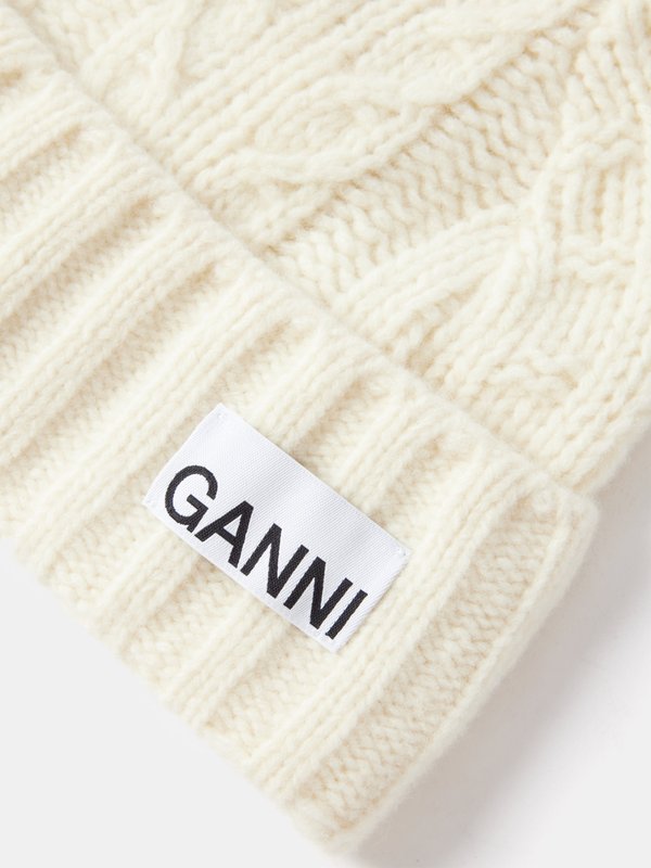 GANNI (Ganni) Cable-knit wool-blend beanie