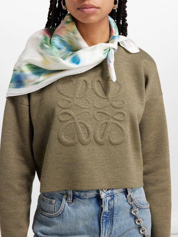 LOEWE Distorted floral-print silk scarf