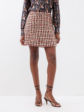 Etro Checked bouclé-tweed mini skirt