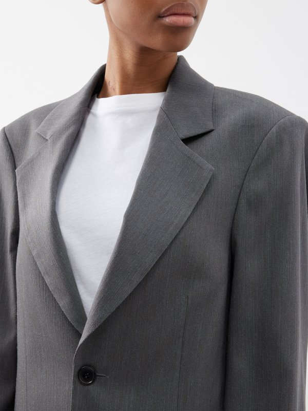 Raey Single-breasted slubbed wool and silk suit jacket