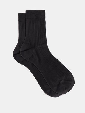 Raey Ribbed-silk ankle socks
