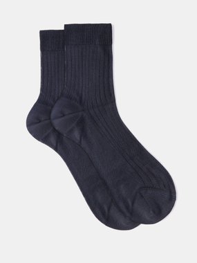 Raey Ribbed-silk ankle socks