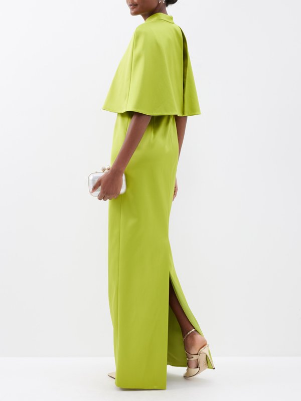 Carolina Herrera Cape-layered double-faced satin gown