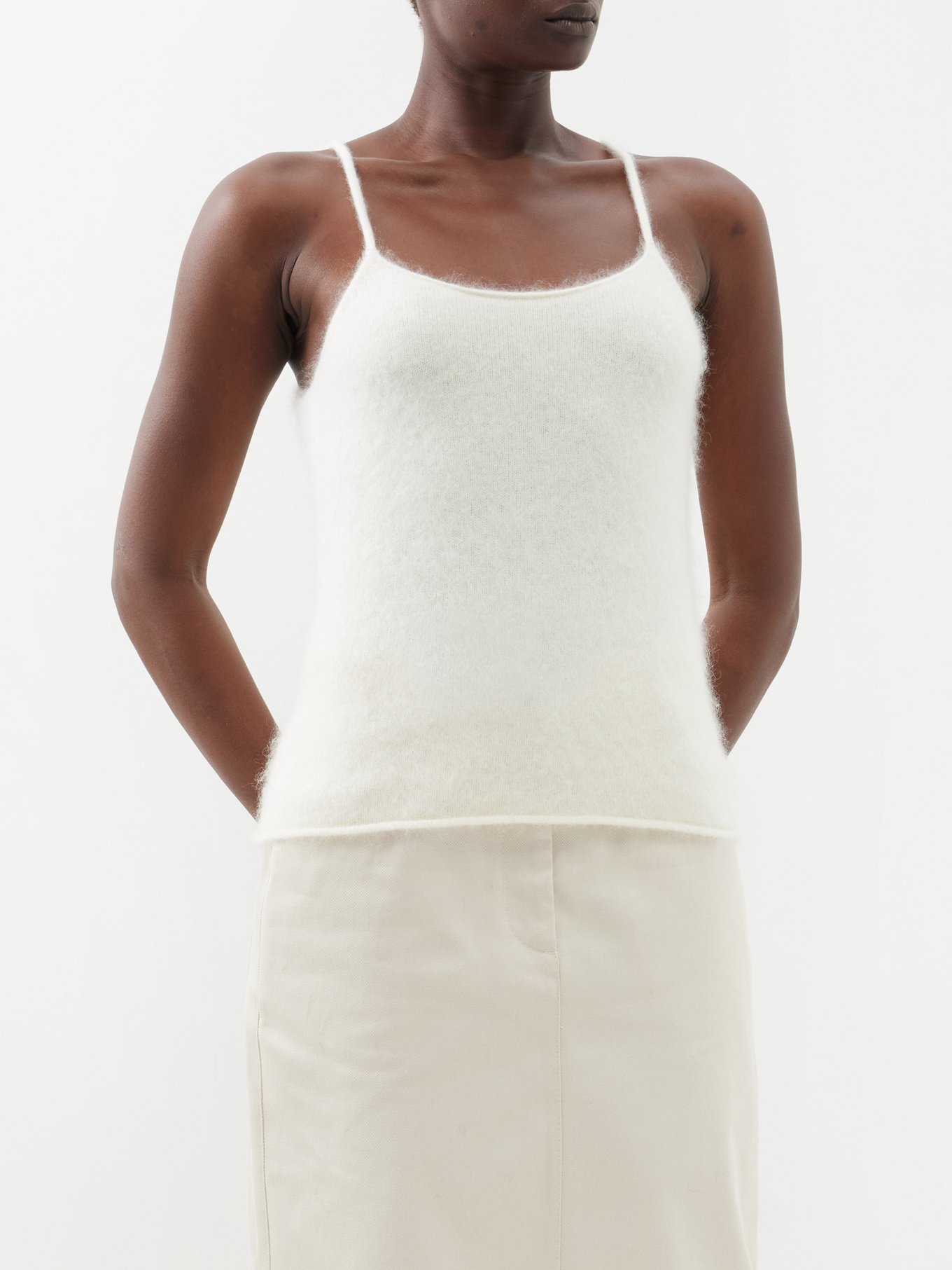 White Moira cashmere cami top, LISA YANG