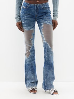 Diesel Shark low-rise distressed devoré jeans