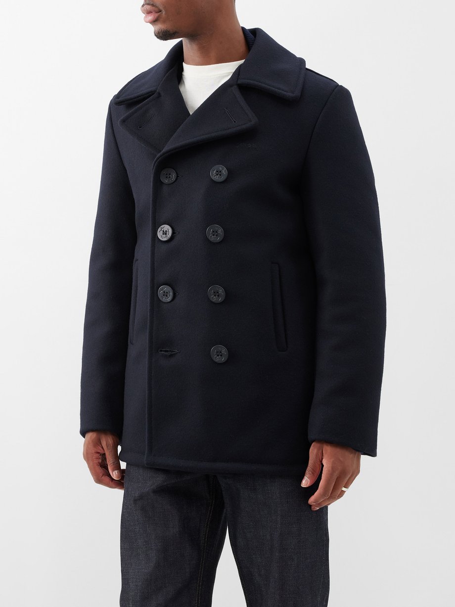 Schott NYC Double-breasted wool-blend peacoat