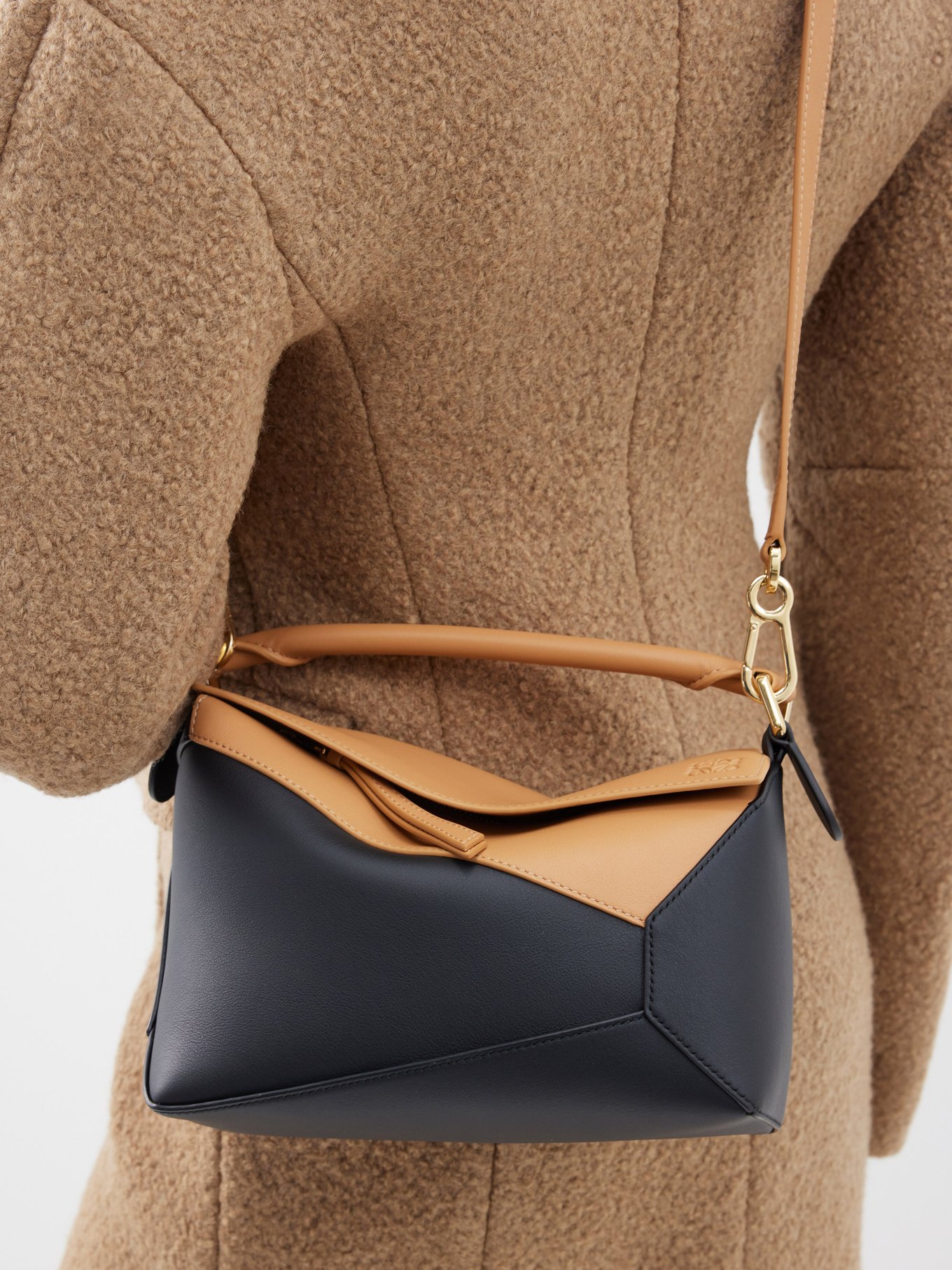 Puzzle Large Leather Shoulder Bag in Brown - Loewe