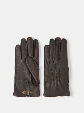 Dents Eton cashmere-lined grained-leather gloves