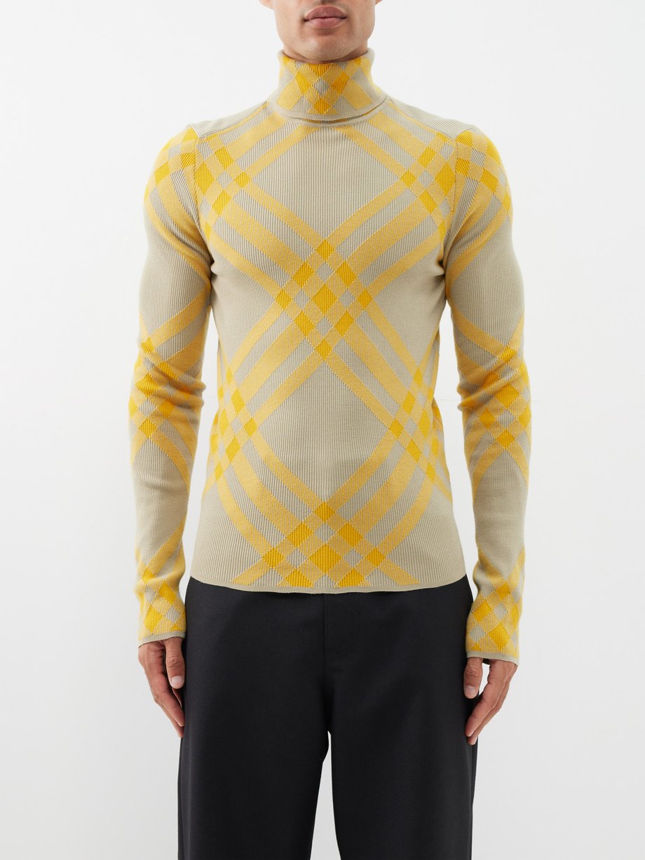 Burberry Check wool-blend roll-neck sweater
