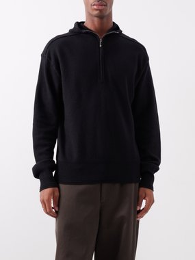 Burberry Half-zip wool hooded jumper