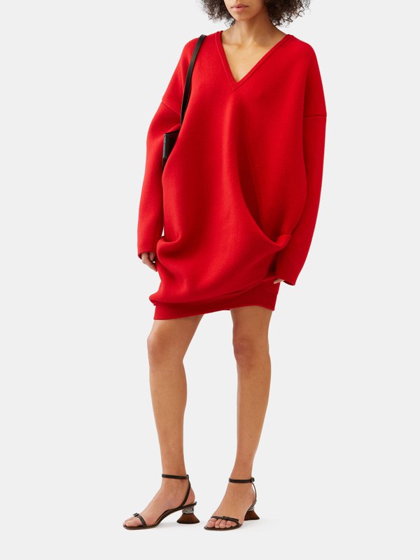 LOEWE Oversized V-neck knit sweater dress