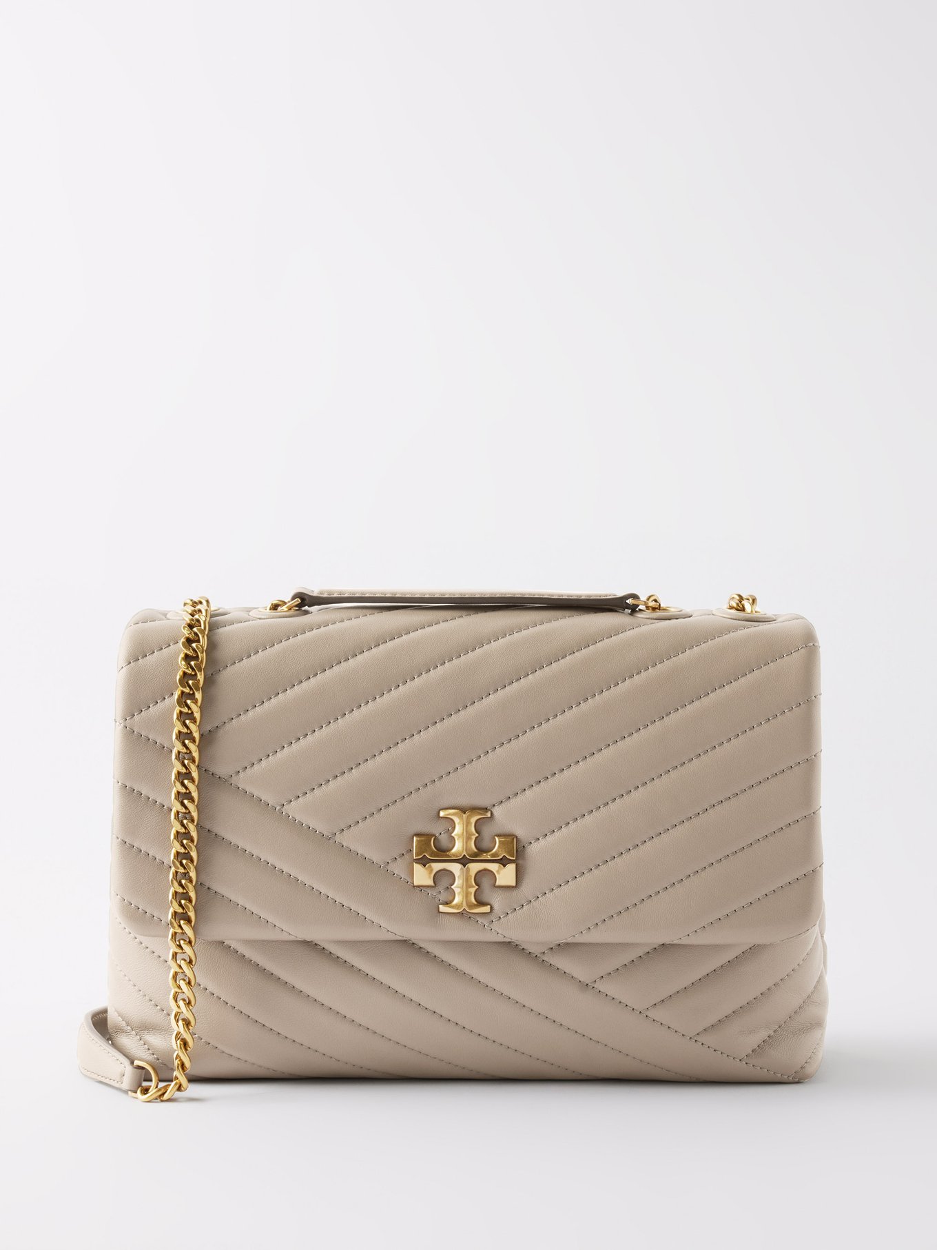 Tory Burch Kira Quilted Leather Shoulder Bag in Brown