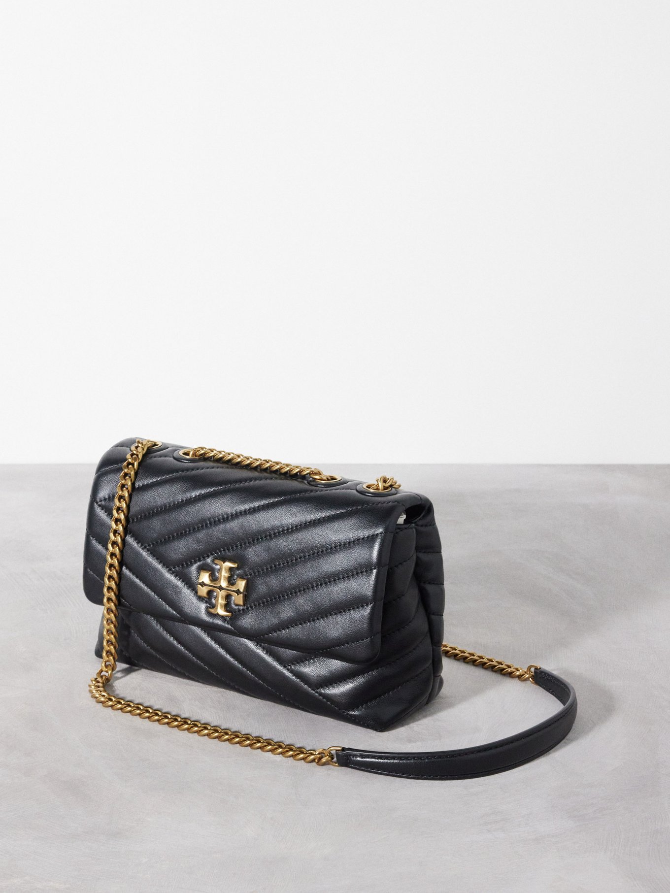 Tory Burch Kira Chevron Small Top Handle Satchel - Black