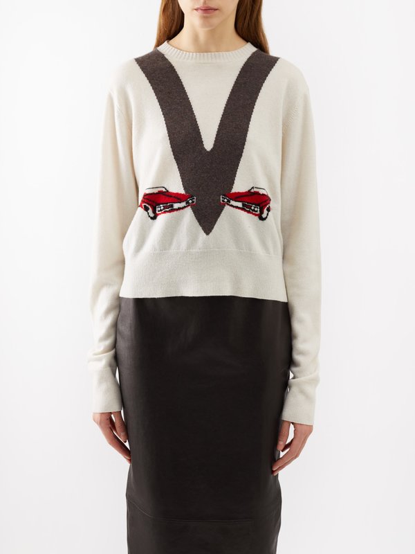 Khaite Mavis V-intarsia cashmere sweater